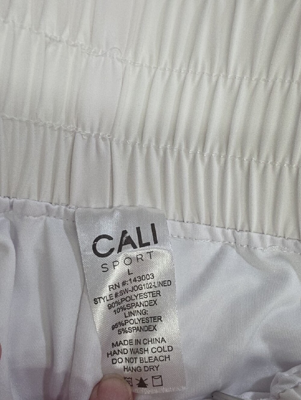 Women's L White Smocked-Waist Track Joggers with Zippered Pockets Parachute - Picture 2 of 8